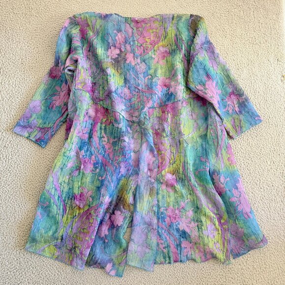 Dinah Lee Sheer Duster Jacket Floral Watercolor Boho Kimono Coveru - Picture 5 of 7